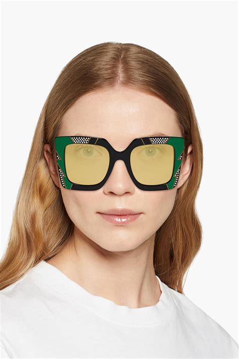 gucci women's acetate square sunglasses|gucci crystal embellished sunglasses.